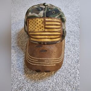 Kbethos Vintage Camo American Flag Distressed Women's Baseball Style Hat